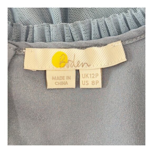 Boden Women Tulle Light Blue Flutter Sleeve Midi Dress Mesh Fabric Women US 8P - Picture 6 of 13